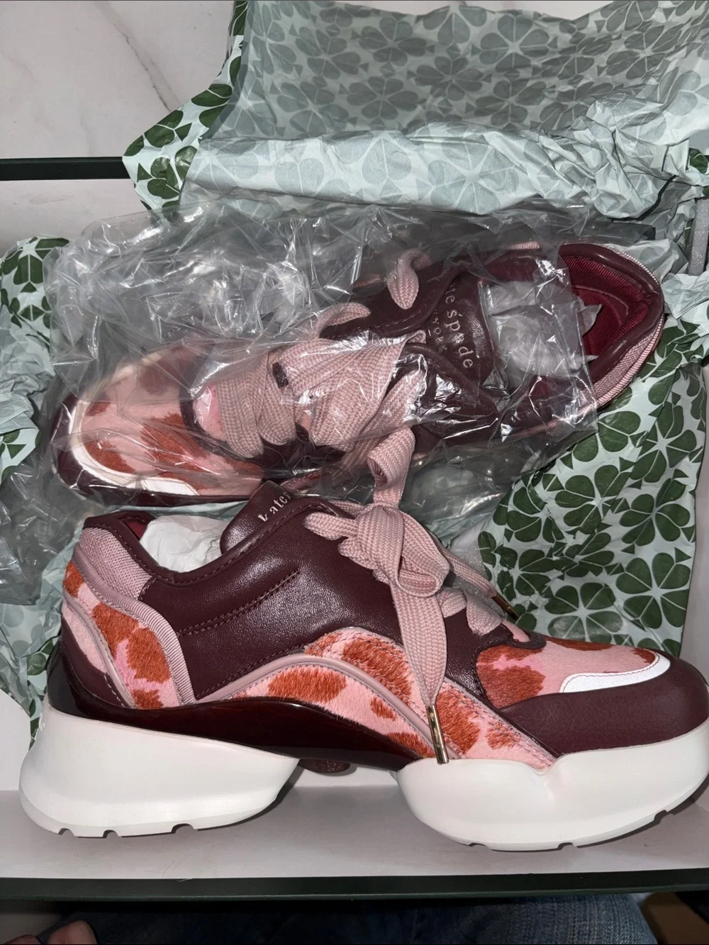 kate spade Pink, Burgundy & Orange Chunky Platform Sneakers